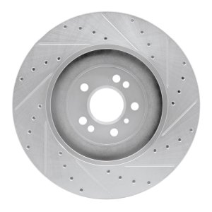 Mercedes-Benz ML550 Brake Rotor (1) - Front Left - R1 Concepts - Drilled & Slotted - Silver - `06-`12
